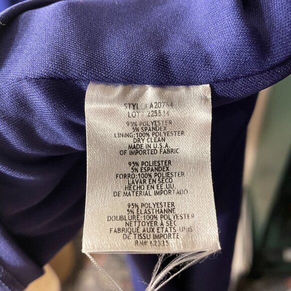 🔥 Betsy & Adam | Cobalt Blue Long Cap Sleeve Twist Back Formal Trumpet Gown 2 - Picture 5 of 5